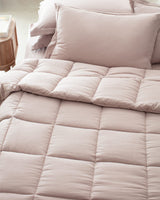 100% Polyester Double Bedding Set - Soft Powder Pink Fitted