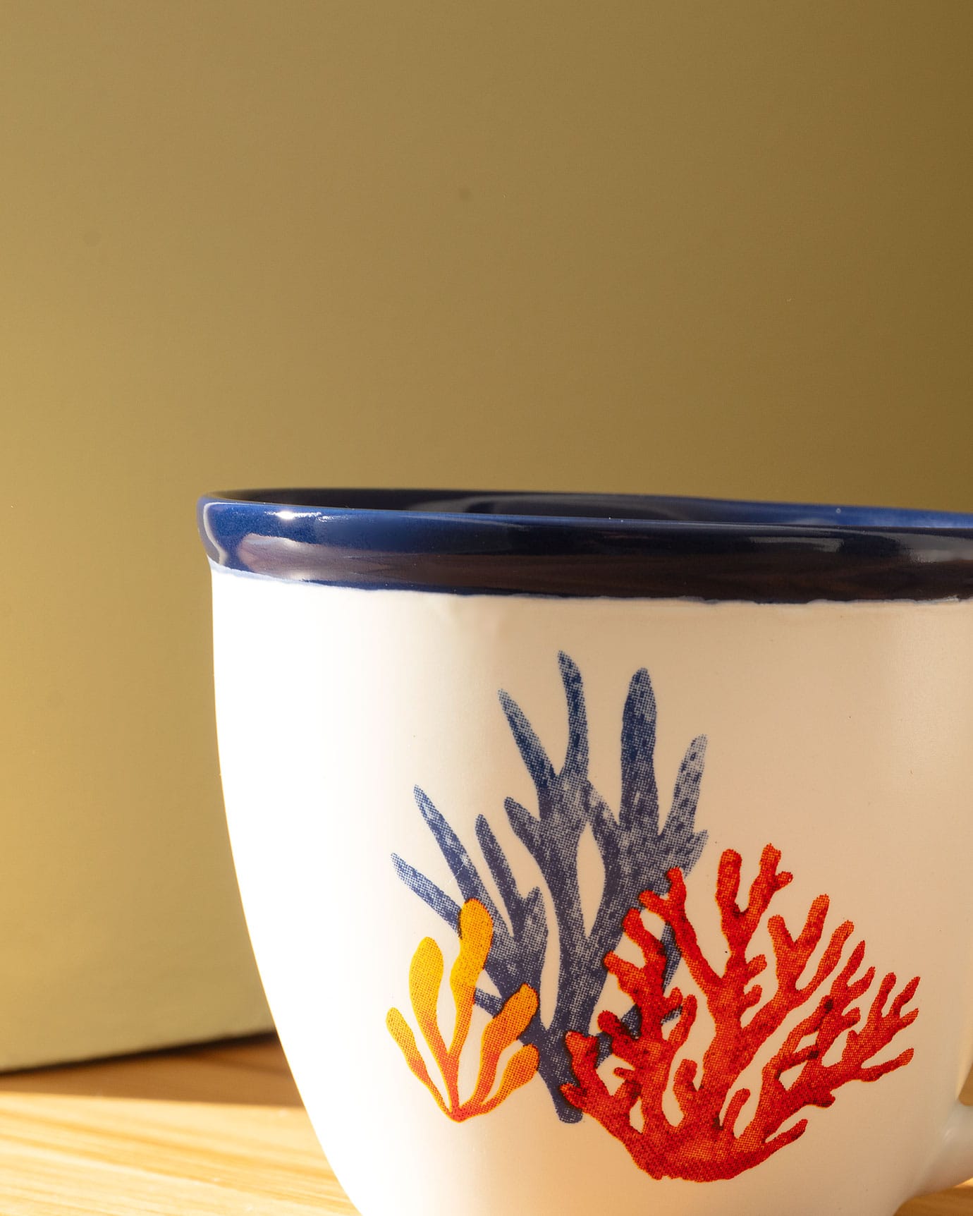 New Bone Porcelain 2-Piece Mug Set - Marine Vague Design