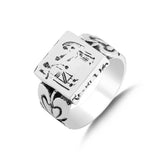 Prsten s motivem staroegyptských hieroglyfů ze stříbra 925 Sterling
