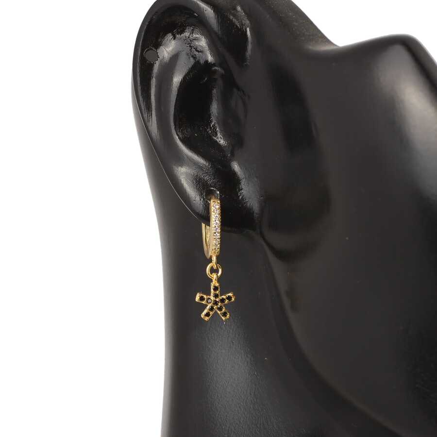 Sterling Silver Hoop Earrings - Snowflake Zircon Design