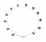 Premium Sterling Silver Butterfly Anklet Bracelet White Black Stone