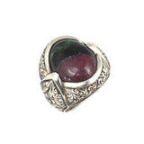 925 Sterling Silver Men's Tourmaline Ring with Engraved Detail