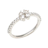 925 Sterling Silver Tiny Clover Zircon Ring - Delicate & Elegant