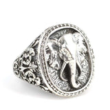 Sterling Silver Embossed Elephant Head Statement Ring