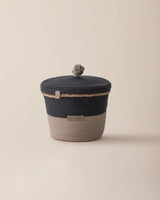 Medium Woven Storage Basket - Grey & Beige Home Organizer