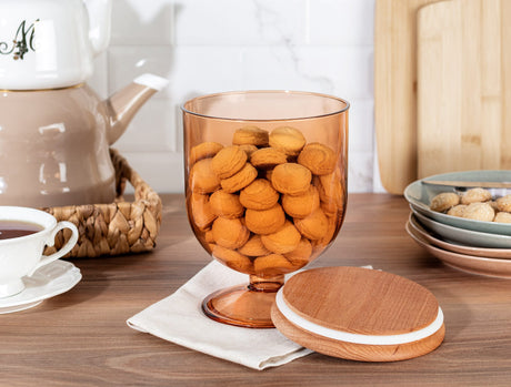 1600ml Glass Food Storage Container with Wooden Lid - Kitchen Canister