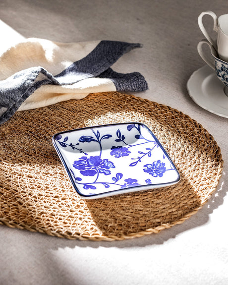 New Bone China Square Plate - Elegant Rêve Bleu Angers Design