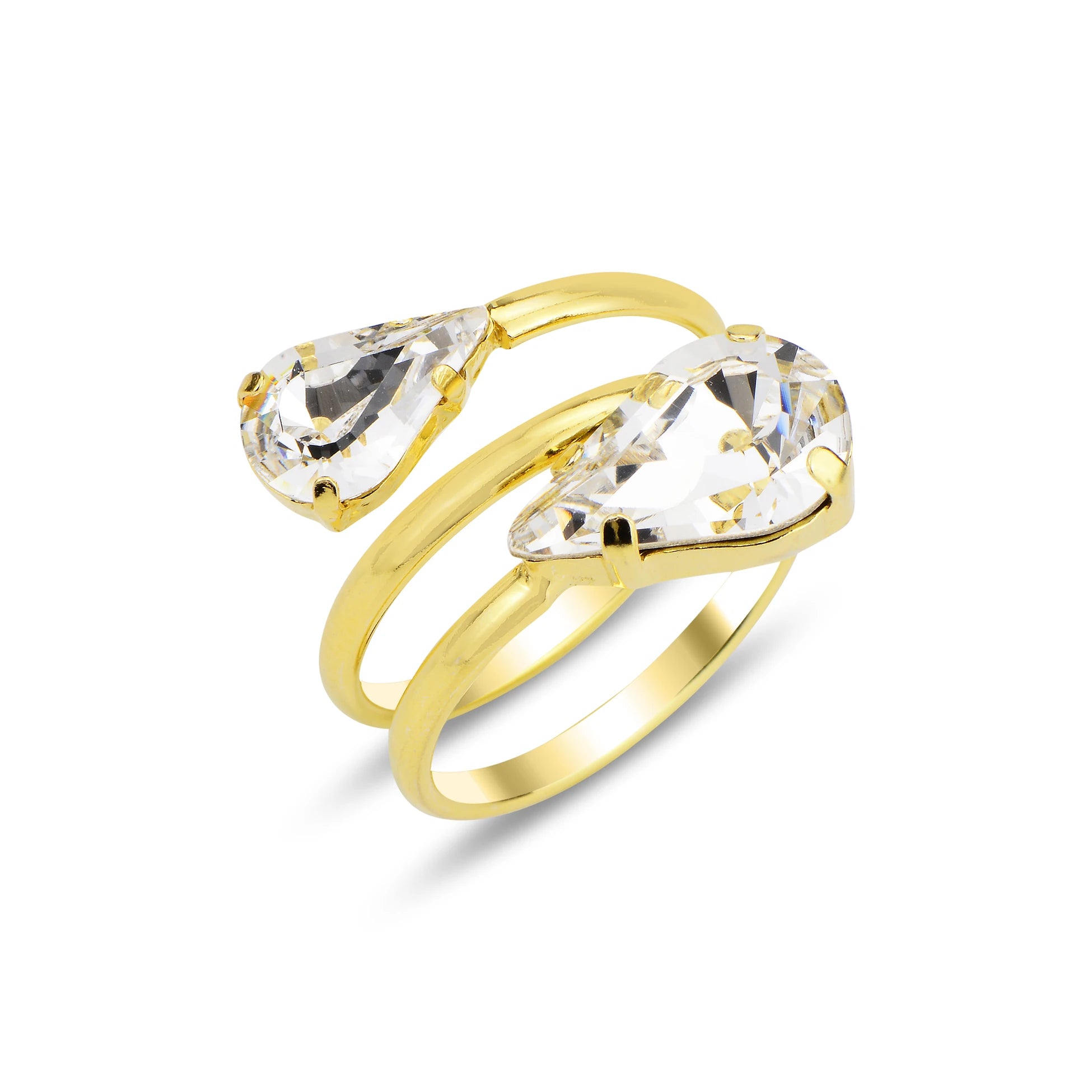 Sterling Silver Spiral Ring - Cushion Cut Swarovski Crystal
