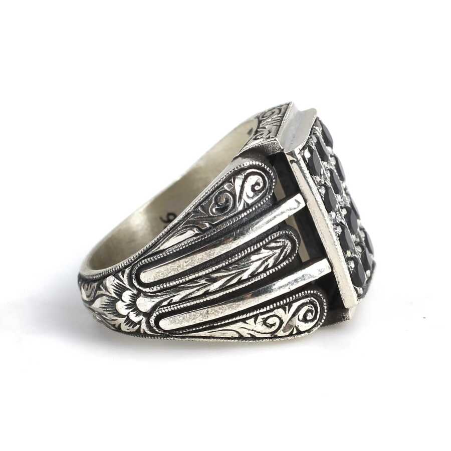 Premium Sterling Silver Black Zircon Men's Ring