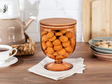 1600ml Glass Food Storage Container with Wooden Lid - Kitchen Canister