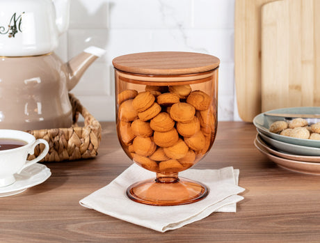 1600ml Glass Food Storage Container with Wooden Lid - Kitchen Canister
