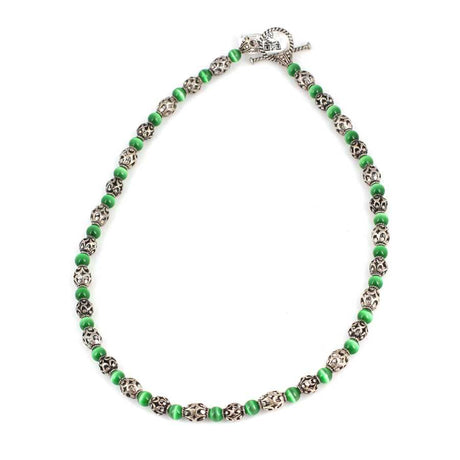 925 Sterling Silver Cat's Eye Stone Pendant Necklace - Elegant Design