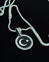Collana con medaglione a mezzaluna nera e stella in argento sterling - simbolica
