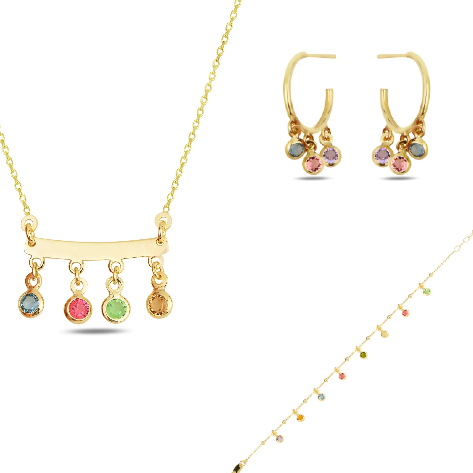 Ensemble en argent sterling plaqué or rose - Éclat minimaliste Swarovski