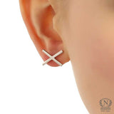 925 Sterling Silver Minimalist X Stud Earrings - Everyday Elegance