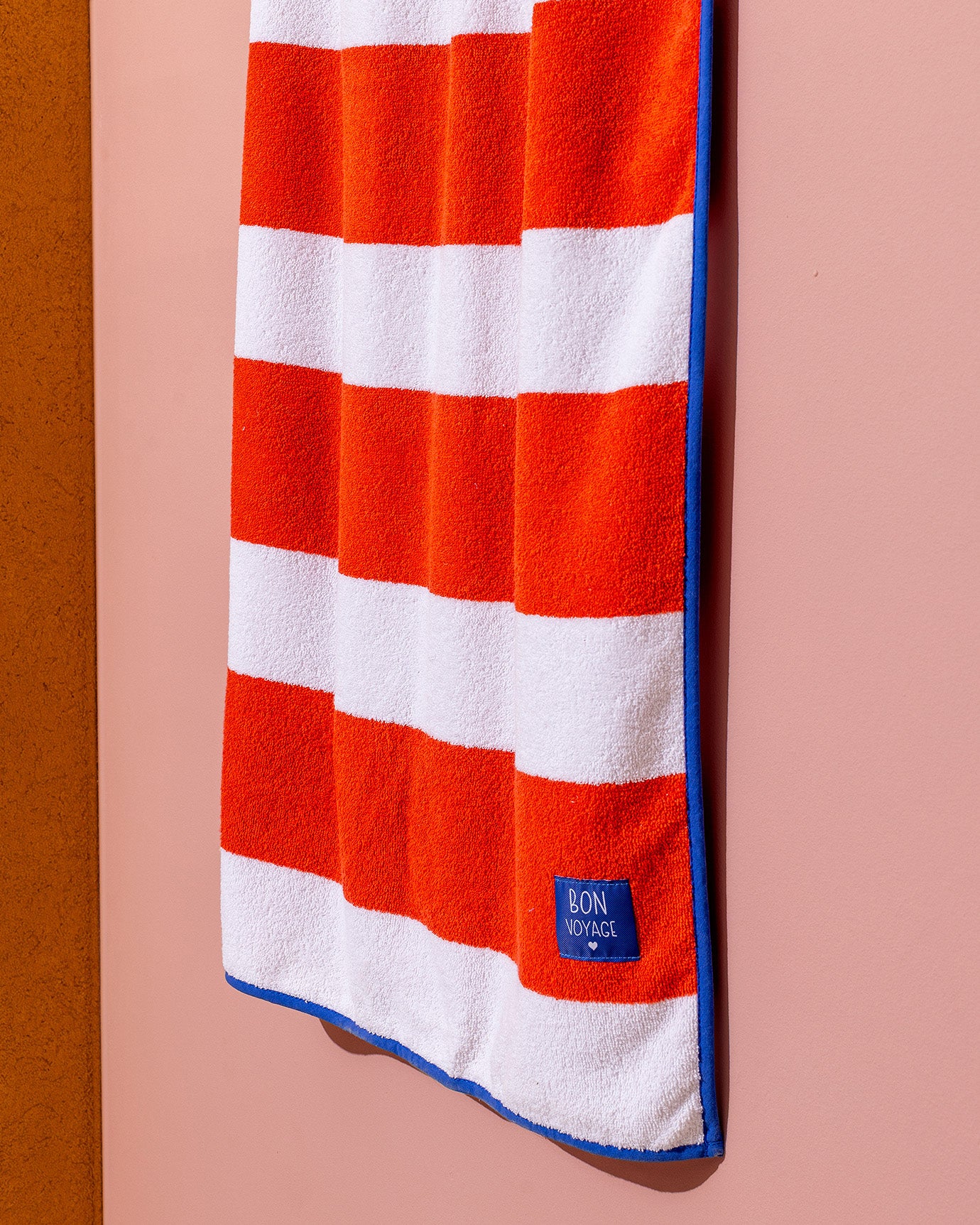 100% Cotton Beach Towel - Vibrant White & Orange Stripe