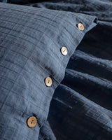 Indigo Dobby Weave 100% Cotton Family Size Duvet Cover Bedding Set