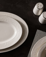New Bone China 6-Person Dinner Set - Elegant White & Silver Rim