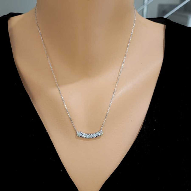 Premium 925 Sterling Silver Aurora Stone Necklace White Yellow