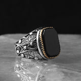 Tesbihevim | Men's Silver Ring with Onyx Stone