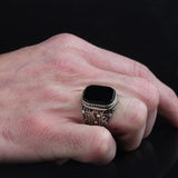 Tesbihevim | Men's Silver Ring with Onyx Stone