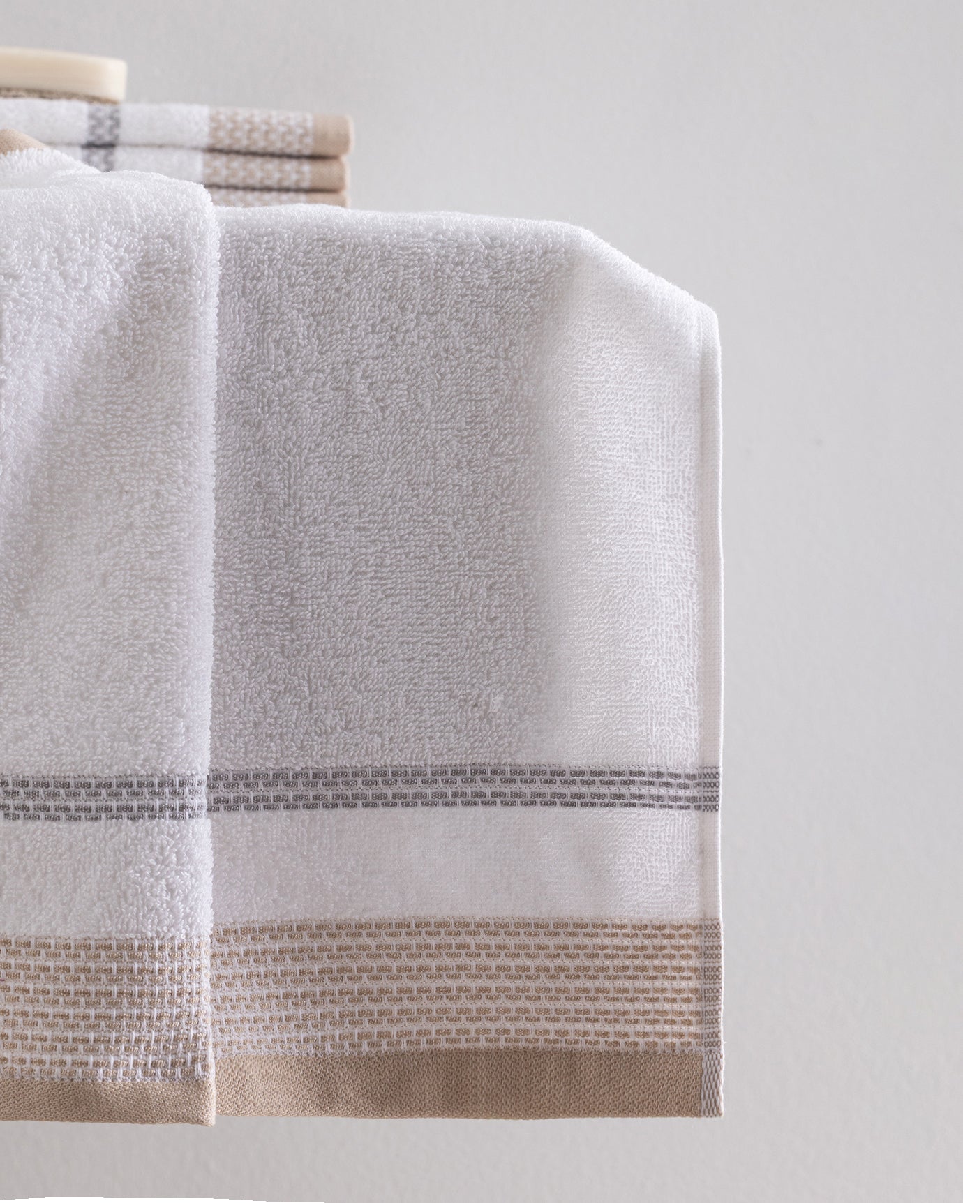 4-Pack Cotton Hand Towel Set - Beige & Gray