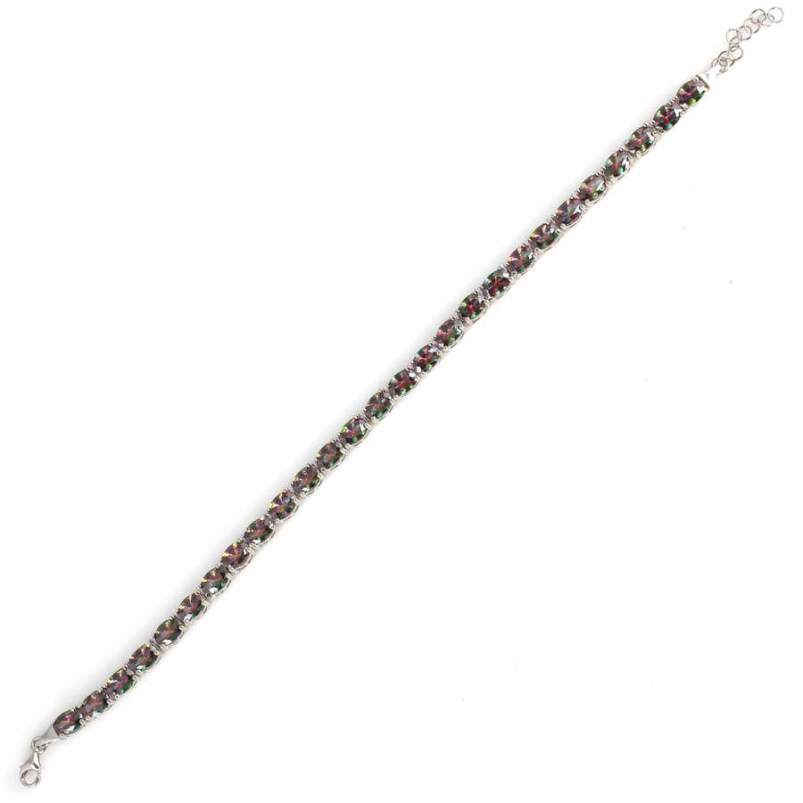 925 Sterling Silver Oval Mystic Topaz Waterfall Tennis Bracelet