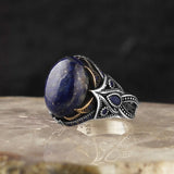 Tesbihevim | Men's Silver Ring with Lapis Stone