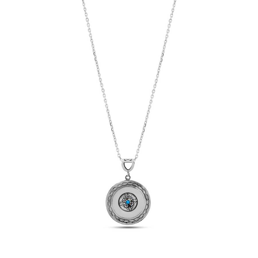 925 Sterling Silver Rectangular Floral Locket Pendant with Zircon