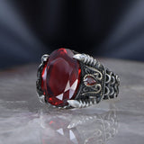 Tesbihevim | Chain Series Men's Silver Ring with Zircon Stone