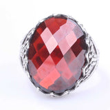Bague homme en argent sterling 925 avec rubis synthétique saisissant
