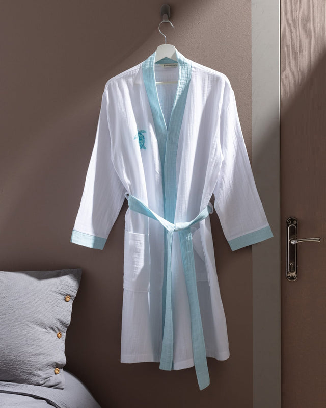 100% Cotton Muslin Bathrobe - Lightweight & Absorbent