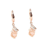 Sterling Silver Frosted Champagne Quartz Butterfly Dangle Earrings