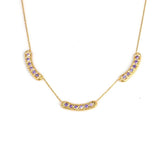 925 Sterling Silver Aurora Pendant Necklace - Yellow-Tone Purple & White Zircon