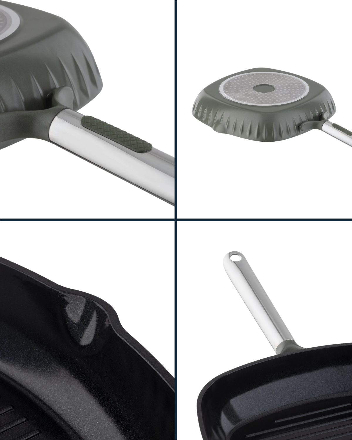 16 cm Non-Stick Grill Pan for Stovetop, Green Cookware