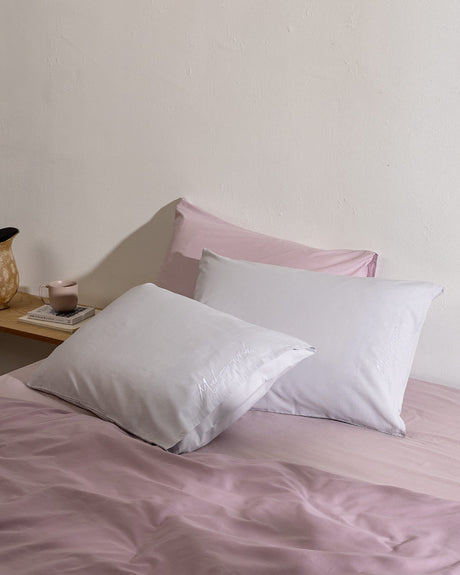 100% Cotton Pillowcase Set - 2 Pack - Grey and White