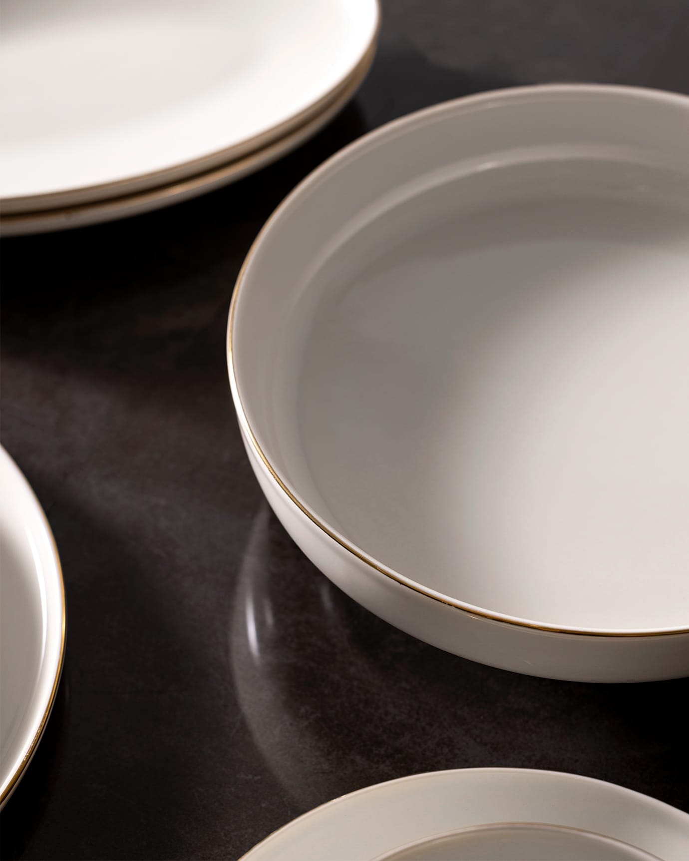 New Bone China 6-Person Dinner Set - White & Gold Elegance