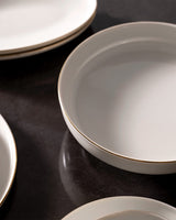New Bone China 6-Person Dinner Set - White & Gold Elegance