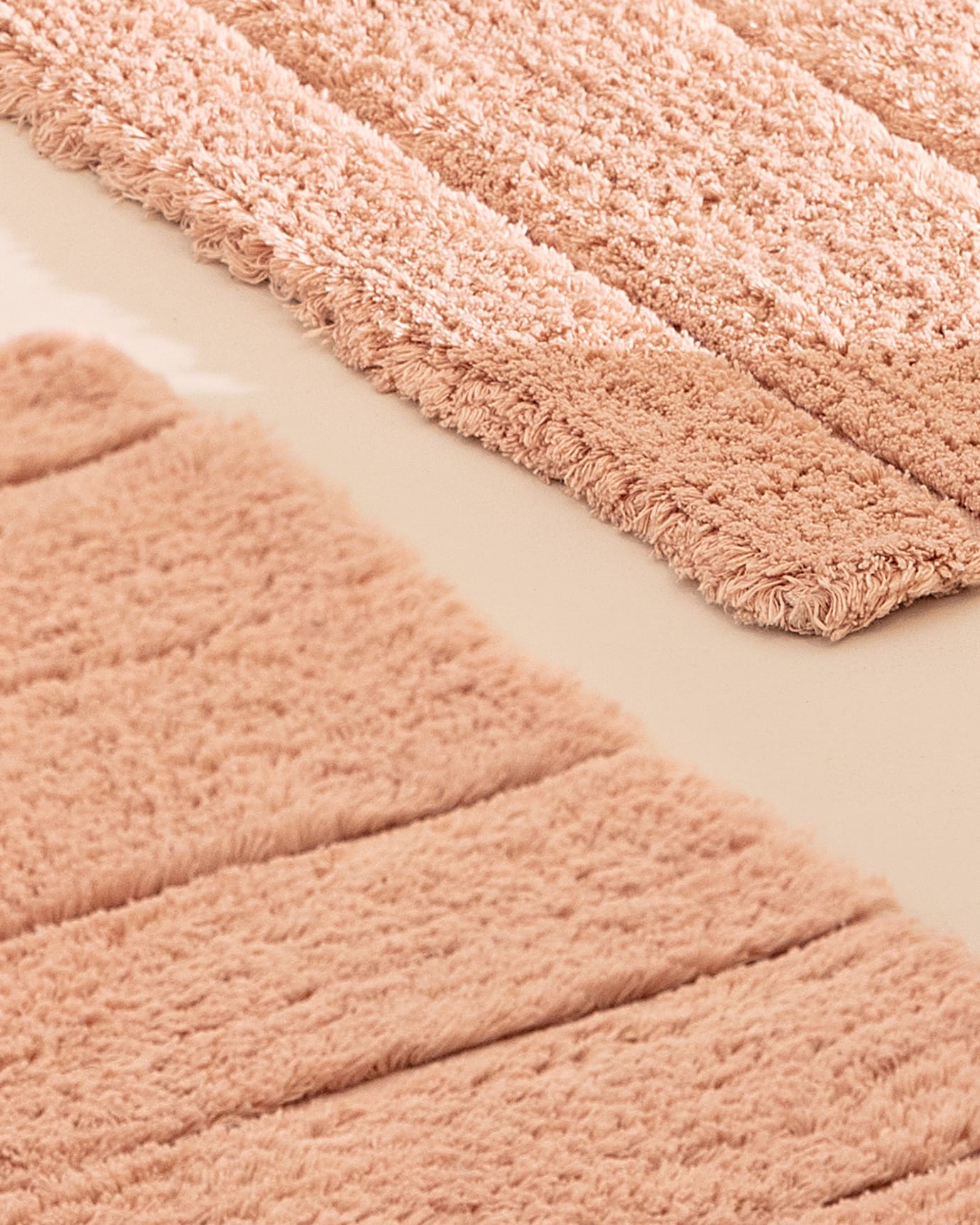 Soft Cotton Bath Mat Set - 2 Absorbent Bathroom Rugs, Powder Pink