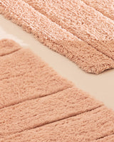 Soft Cotton Bath Mat Set - 2 Absorbent Bathroom Rugs, Powder Pink