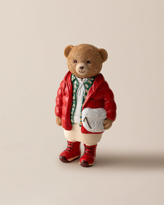 Decorative Moulin Figurine - Red Beige Home Accent Ornament