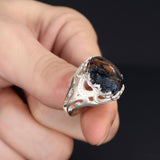 Tesbihevim | Men's Silver Ring with Pietersite Stone