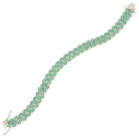 Sterling Silver Green Zircon Gourmet Chain Bracelet