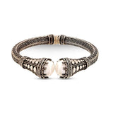 925 Sterling Silver Mabe Pearl Bracelet - Ancient Byzantine Style