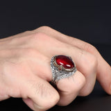 Tesbihevim | King Chain Model Zircon Stone Silver Ring for Men