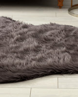 Acrylic Blend Faux Fur Area Rug - Anthracite Deep Pile