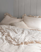 Cotton Blend Double Duvet Cover Set - Ruffled Yarn-Dyed Design