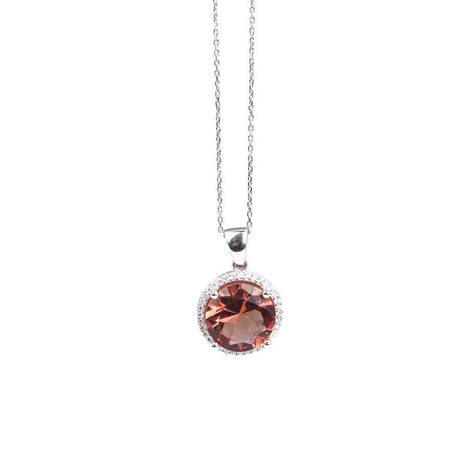 925 Sterling Silver Round Zultanite with Zircon Halo Necklace