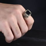 Tesbihevim | Men's Silver Ring with Onyx Stone