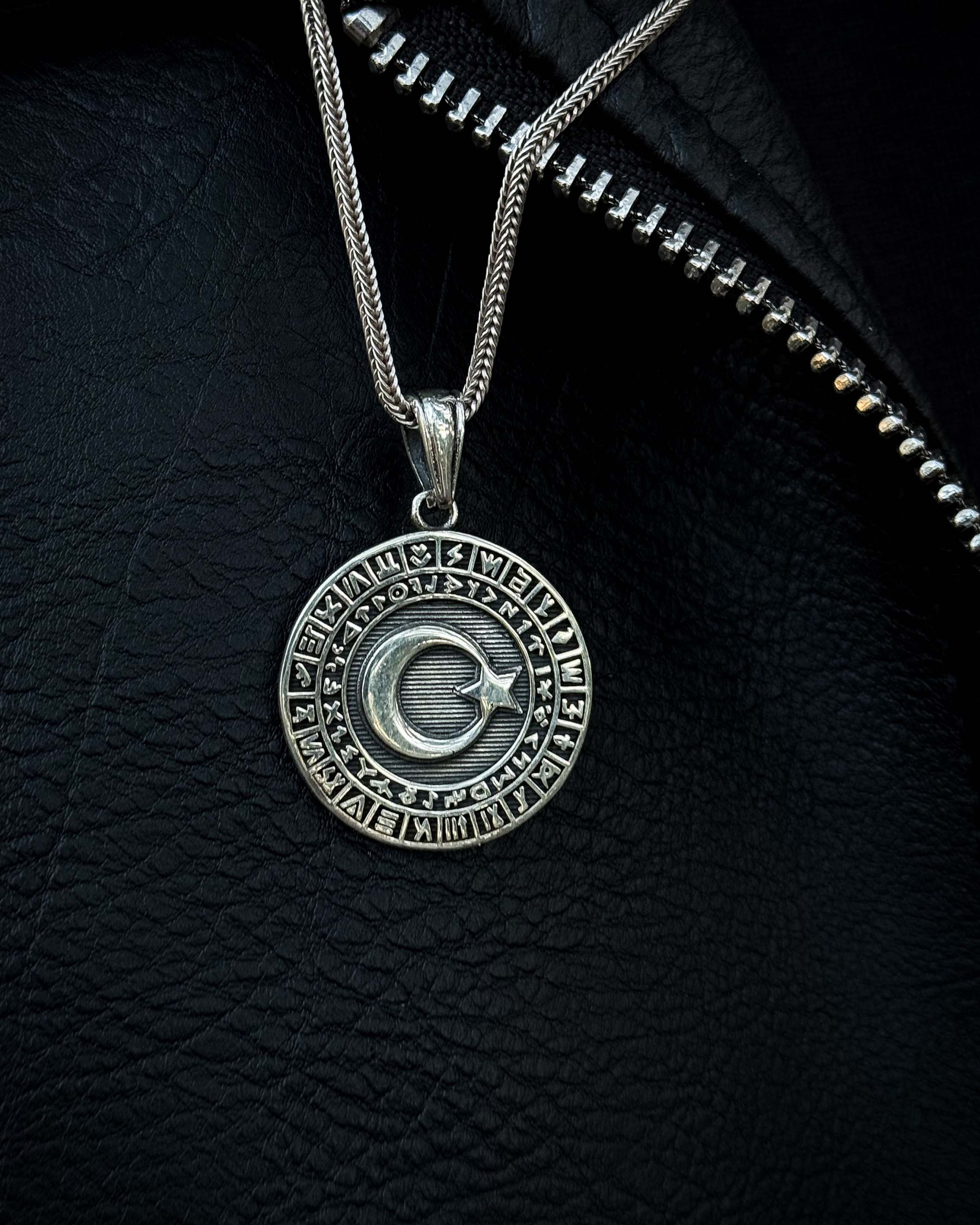 Collier Médaillon en Argent Sterling - Design Héritage Étoile Croissant